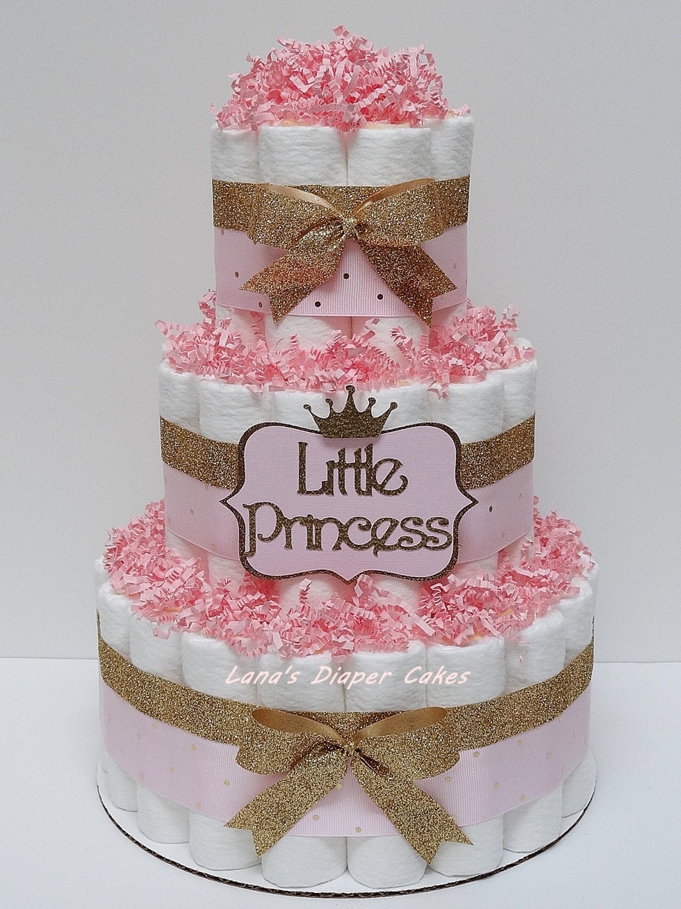 Pink And Gold Little Princess Diaper Cake Baby Shower