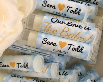 50 Personalized Lip Balms. 21 Scents. Bulk Wedding By Sensiblyposh