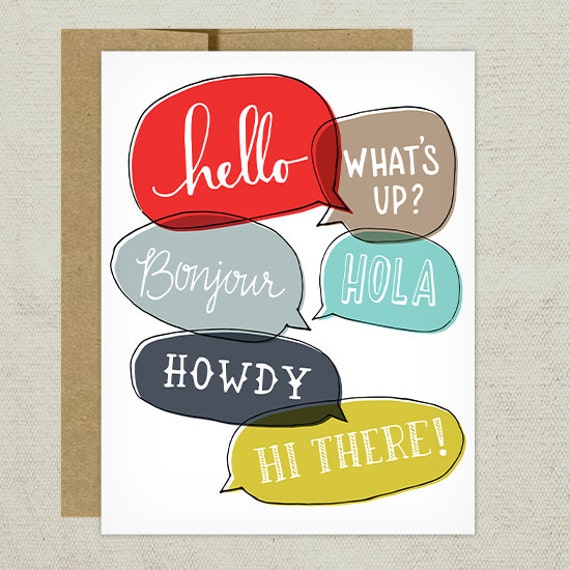 Handdrawn Hello What's Up Howdy Bonjour Hola Hi