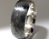 Mens Wedding Ring Sterling Silver Textured Domed Profile Band 8mm Wide