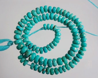 14-inch AAAA quality Arizona Sleeping Beauty Turquoise faceted beads size 5.5-8mm 115cts GW2134