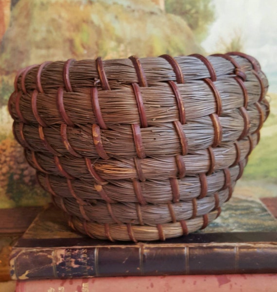 Antique Pine Needle Coil Basket