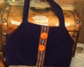 Large Purple Corduroy Purse