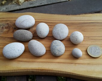9 smooth beach pebbles , beach eggs , beach decor, craft supplies from Aegean Sea