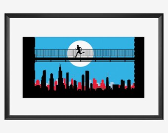 Chicago Skyline, Chicago art, Chicago print, Chicago poster, Chicago Marathon, gifts for runners, Runner print, Runner poster, Runner art