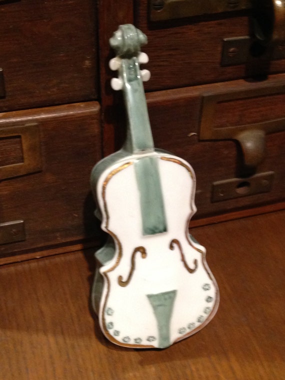 Rare Vintage Limoges Porcelain Violin Cello by AphroditesAntiques