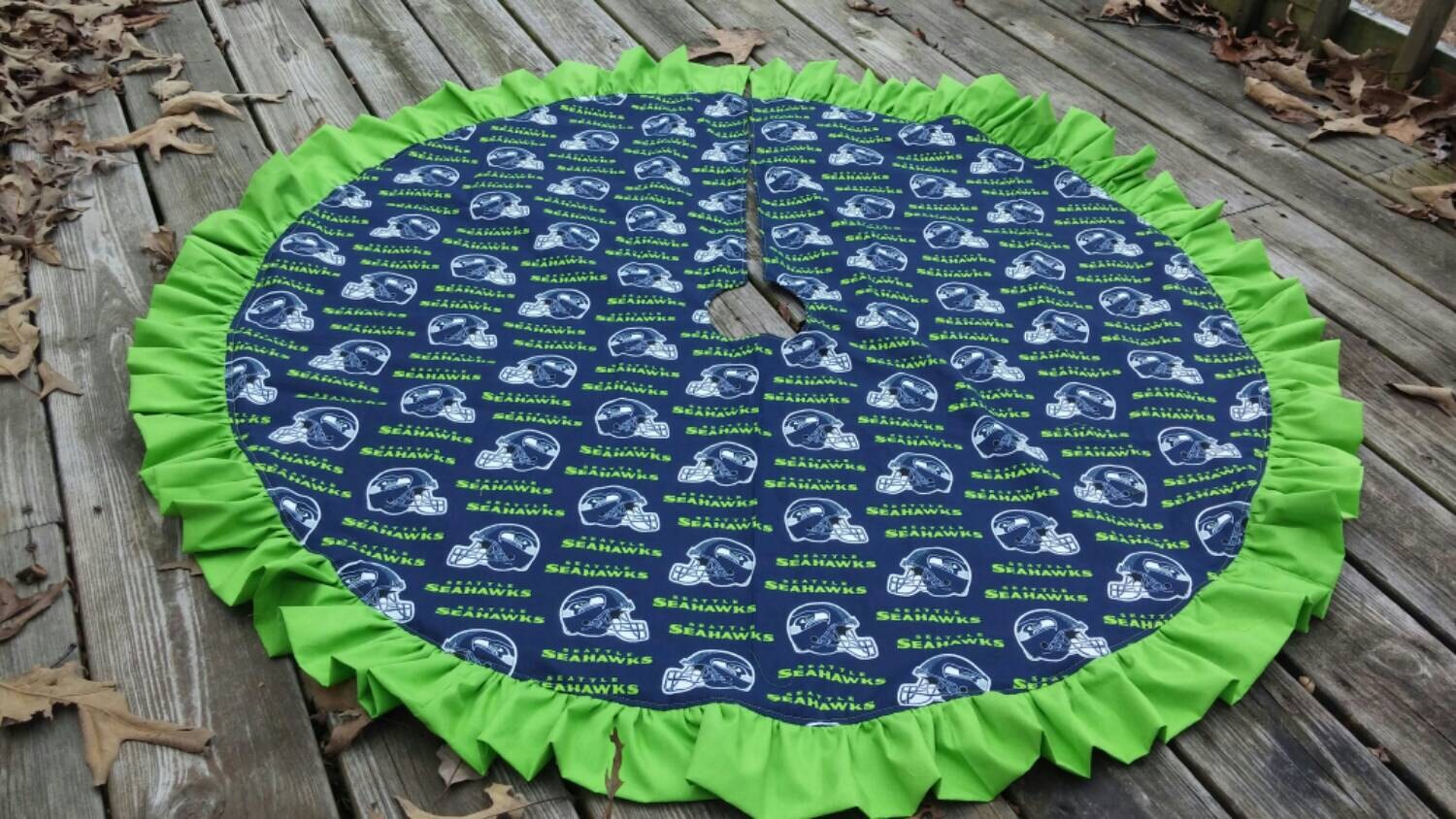 seattle seahawk christmas tree skirt with lime green ruffle seattle seahawk christmas tree skirt with lime green ruffle