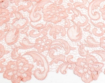 Venice Embroidered Blush Lace Fabric for Wedding Lace Bridal Elegant Dress French Guipure Lace by the yard- 1 Yard Style 5001