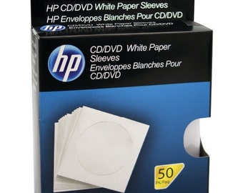 50 cd dvd blu ray Disc STORAGE SLEEVES Real Paper scratch resistant Envelopes w/ clear round window and rear flap closure HPWS50RB