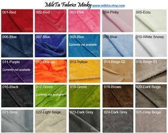 Minky fabric, ultra soft cuddly velboa microfiber smooth fabric, 25 colors to your choice.