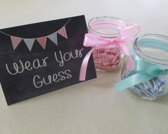 Gender Reveal Party / Wear Your Guess / Clothespin Game / Guess the Gender / Printable / Digital