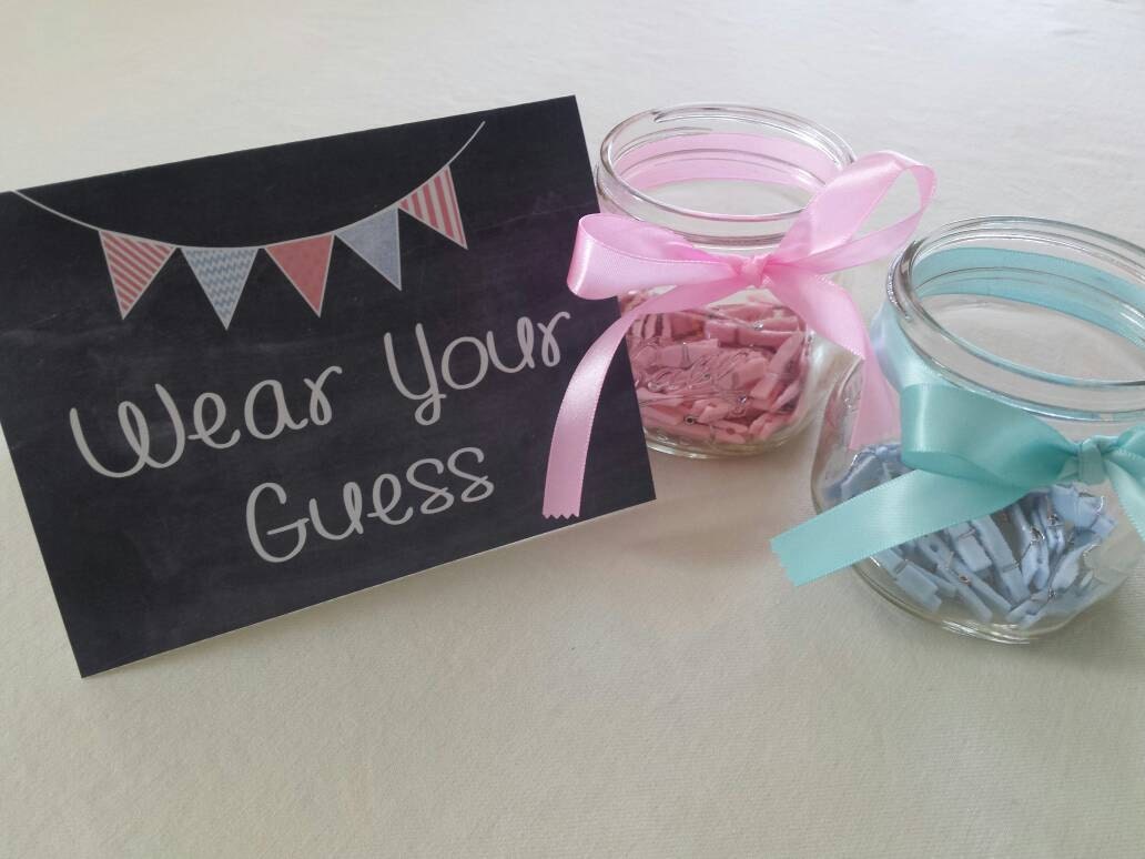 Gender Reveal Party Wear Your Guess Clothespin Game