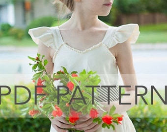 Rosie Cotton PDF, girl dress pdf, holiday dress pdf, girl pattern, flutter sleeve pdf, girl pdf, dress pattern, sewing pattern, dress pdf