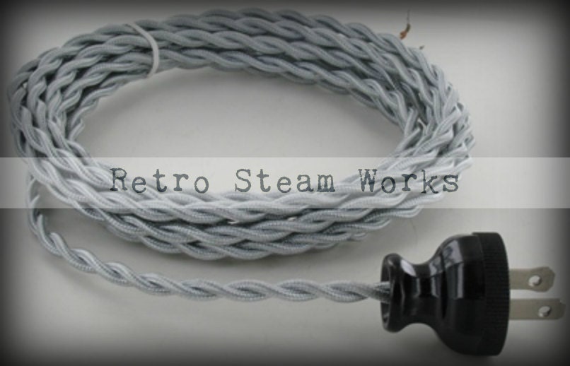 12 Ft Twisted 18 Gauge Fabric Wire Lamp Cord by RetroSteamWorks