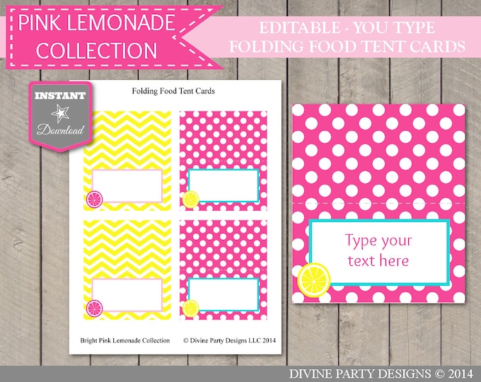 SALE INSTANT DOWNLOAD Bright Pink Lemonade Printable Birthday Party Package / Diy / Bright Pink Lemonade Collection / Item #413