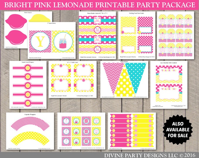 SALE INSTANT DOWNLOAD Pink Lemonade Gifts Banner/ Printable Diy / Bright Pink Lemonade Collection / Item #418