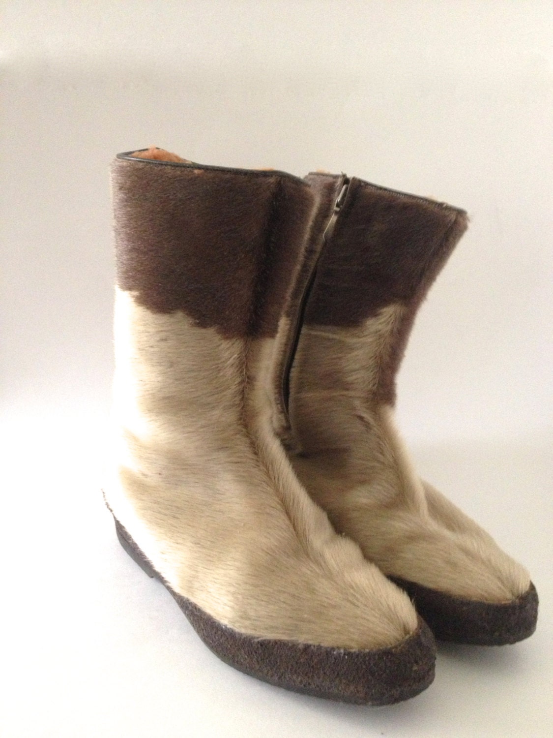 Vintage Mod Boots Mukluks Fur Fleece Lined Winter Ladies Size