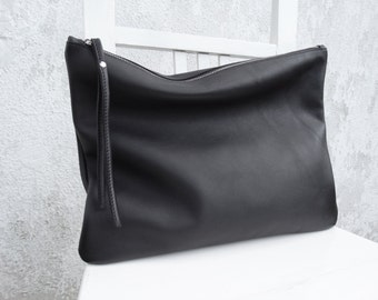 Oversize Leather Pouch/Big Leather Clutch