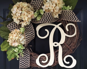 All Year Long Wreath - Gift Ideas - Monogram Wreath - Wreath - Spring Wreath - Summer Wreath - Fall Wreath - Housewarming Gift - Wreaths