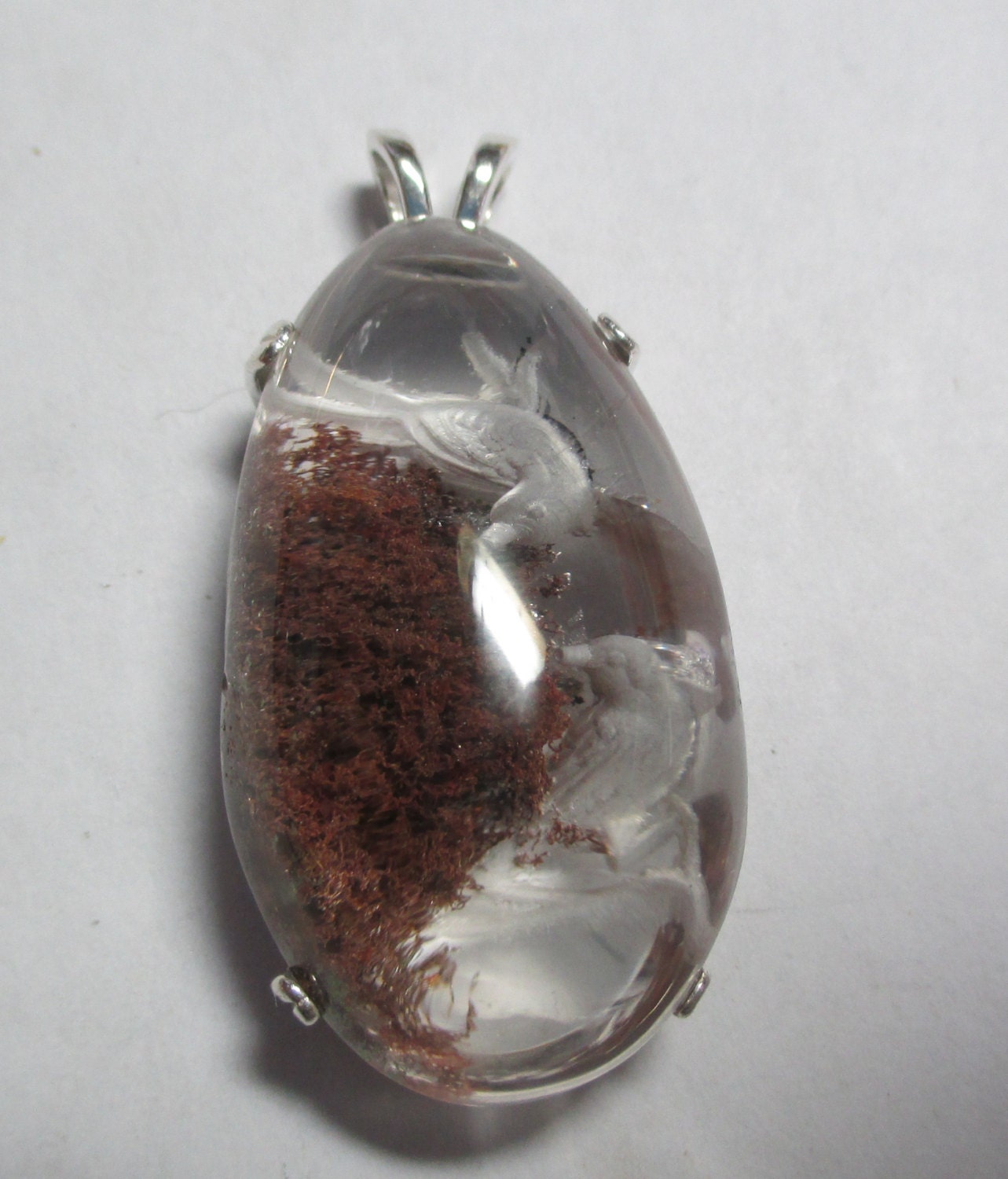 Large exotic crystal reverse carving of exotic birds in