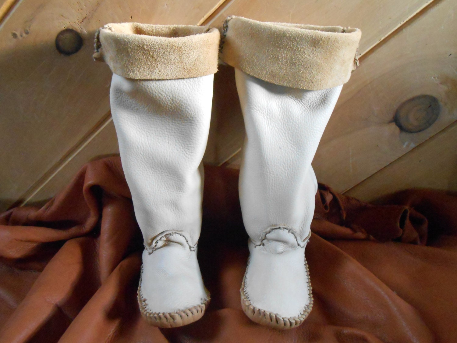 handmade leather moccasin boots