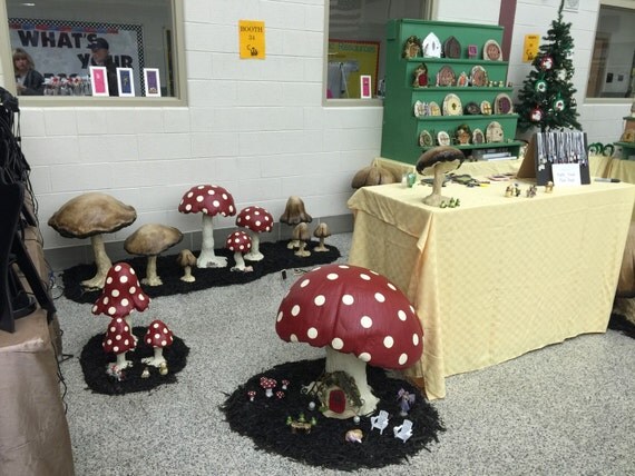 Items similar to Oversized Garden Concrete Mushrooms Natural Mushroom