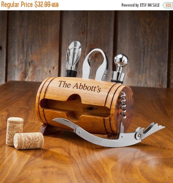 Personalized Wine Barrel Wine Accessory Kit Personalized Wine