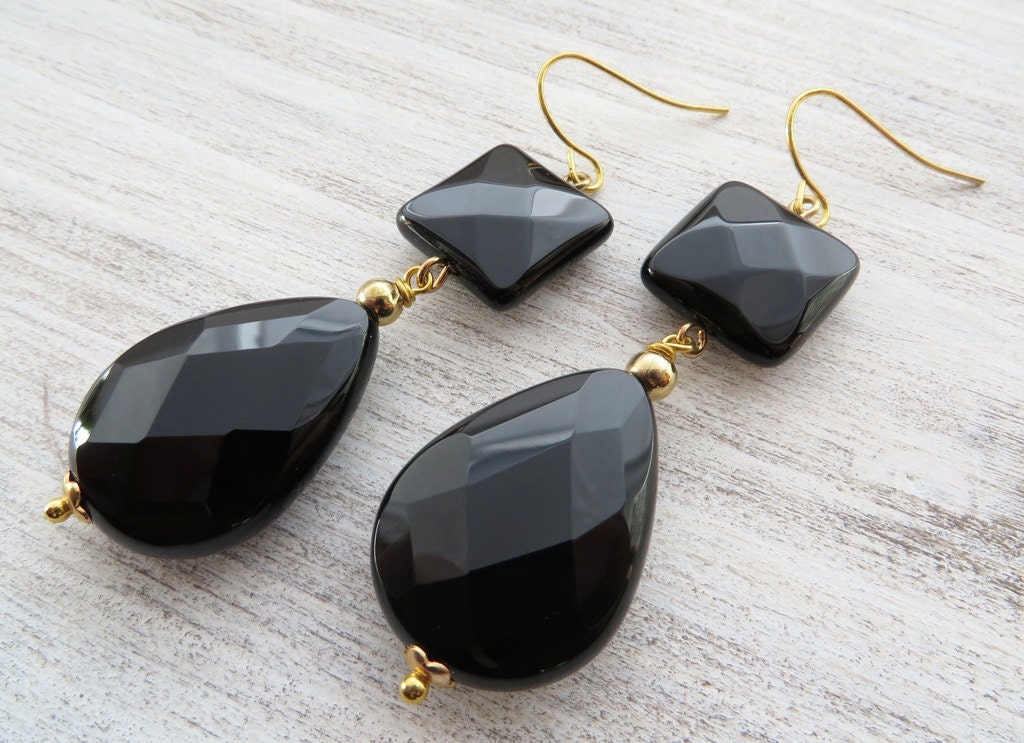 Black Onyx Earrings Drop Earrings Dangle Earrings Gemstone