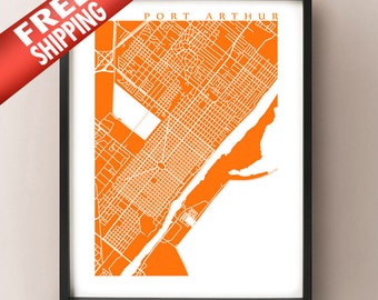 Port Arthur, TX Map Print - Texas Poster