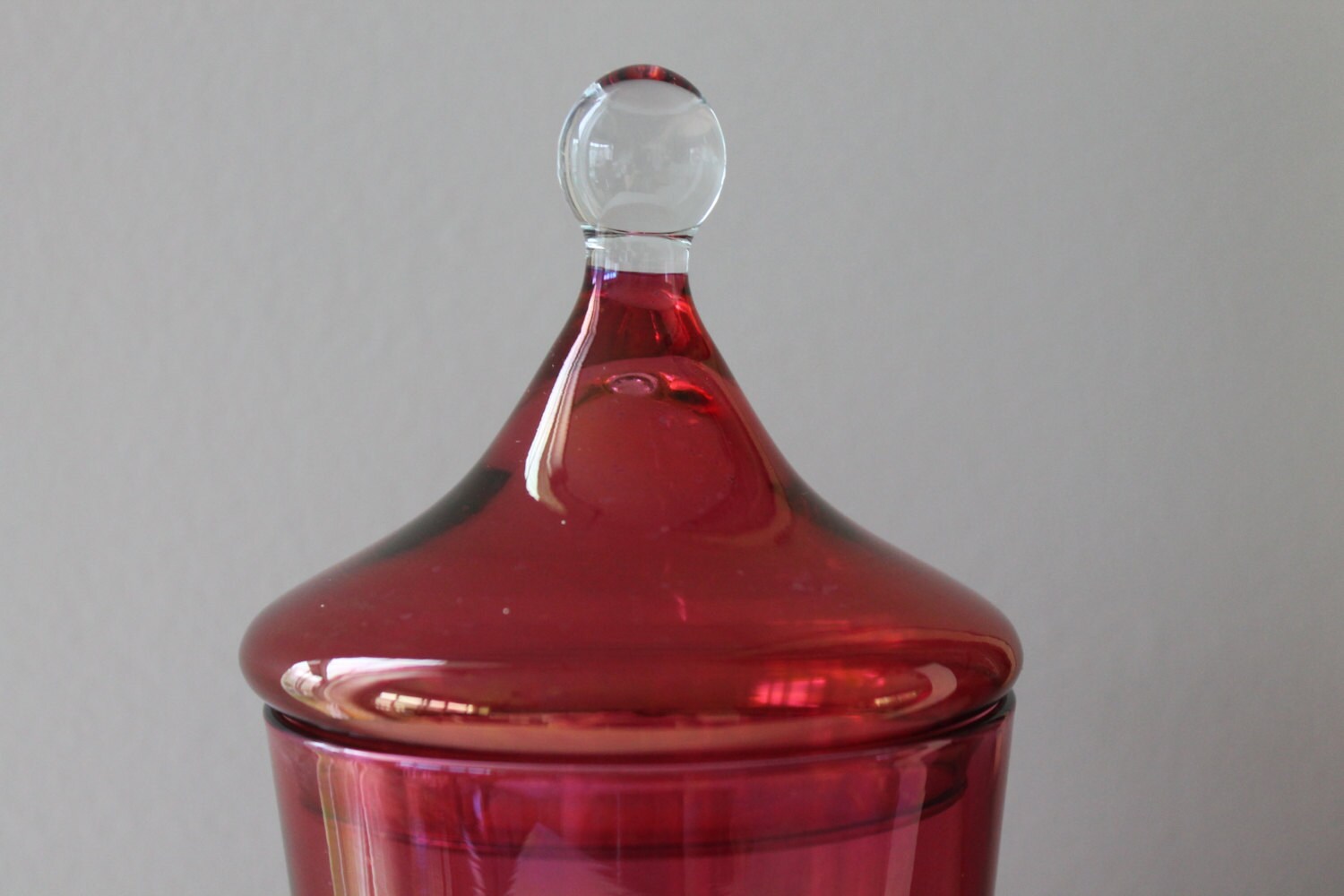 Vintage Pink Red Glass Apothecary Jar Candy Jar Vanity Tall