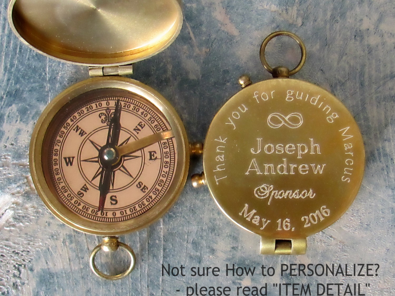 Engraved Compass Baptism Gift for Boy Baptism Gift for