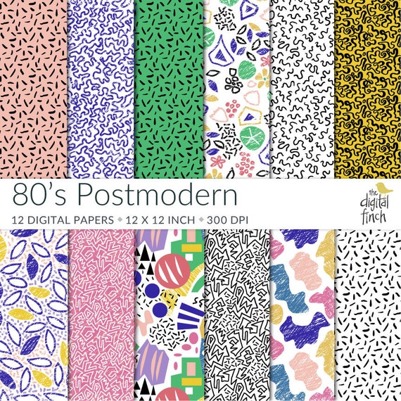 80s Postmodern digital paper commercial use Memphis Design