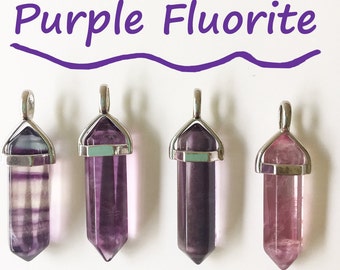 Fluorite Crystal Necklace/ Purple Crystal Necklace/ Fluorite Point/ Purple Fluorite/ Custom Crystal Necklace/ Fluorite Crystal Pendant