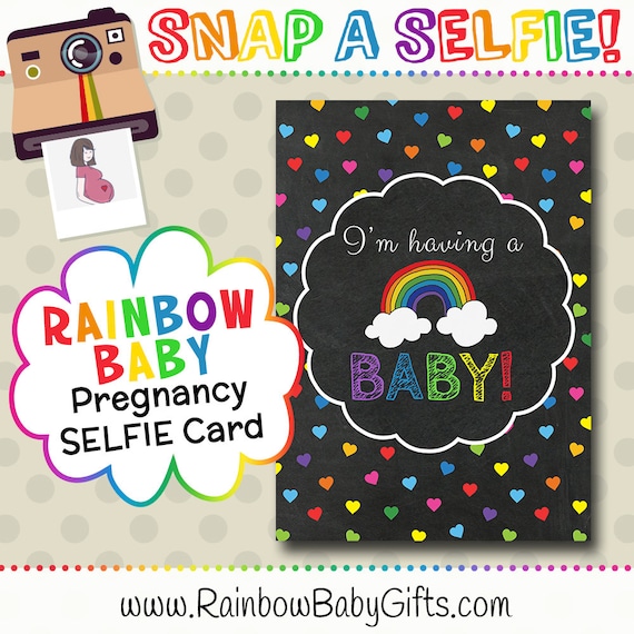 Download Items similar to Rainbow Pregnancy Selfie Card - I'm ...