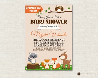 Woodland Baby Shower Invitation, Baby Shower Invitation, Woodland Invitation, Woodland Baby Shower Invites, DIY, Instant Download, Editable