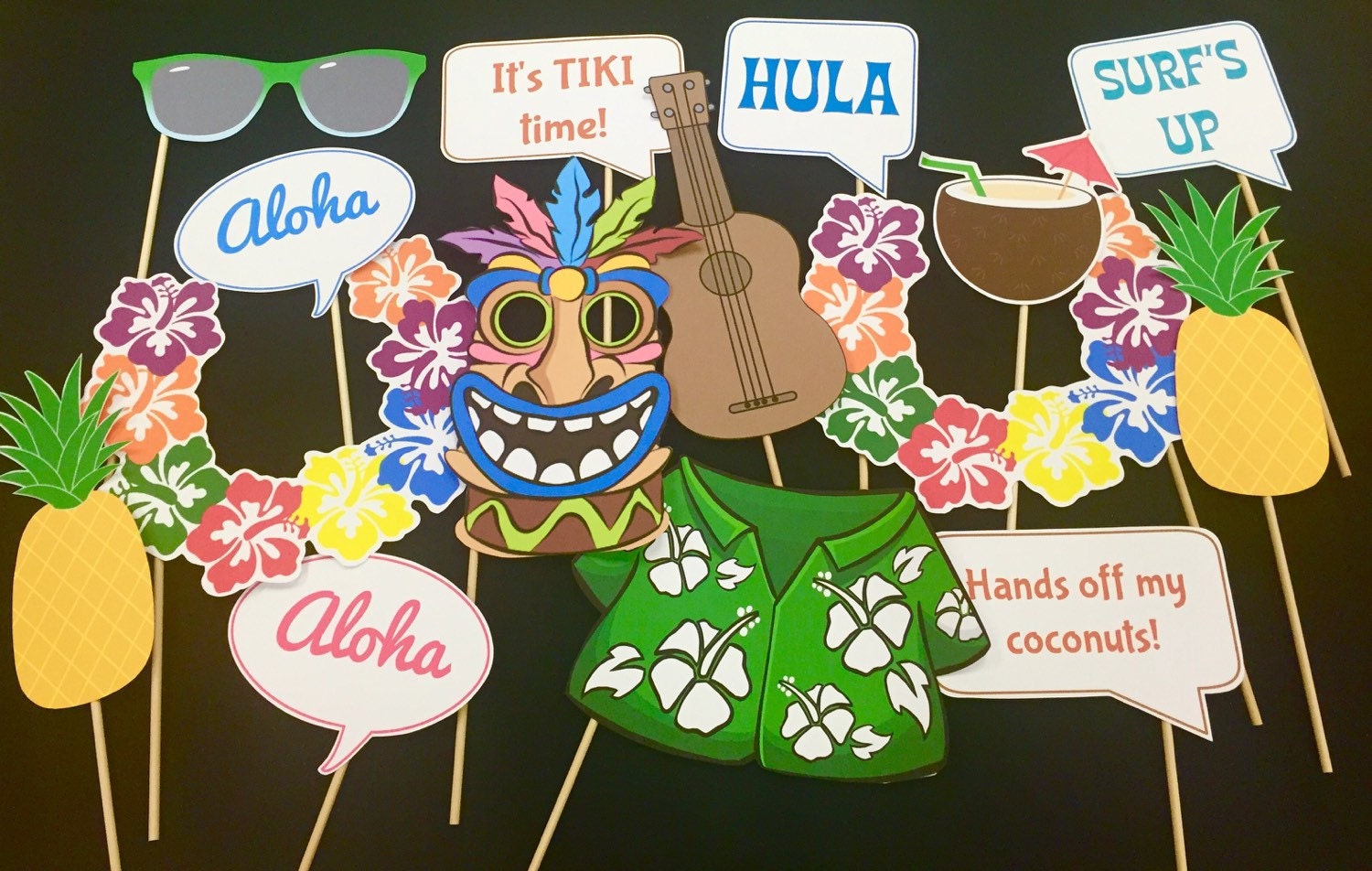 Hawaiian Luau Themed Party Photo Booth Props 4088