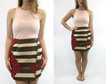 Vintage 90's Ralph Lauren Country Wool Skirt // Vintage Skirt, Vintage Wool Skirt, Wrap Skirt, Western country skirt, Southwestern Skirt