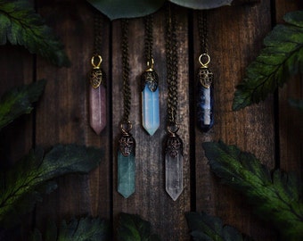Crystal Necklace Pendant Gem Stones Jewellery Pendant- Bohemian Tumblr Jewelry Choker Raw Rose Quartz Amethyst Opal Reiki Chakra Hippie