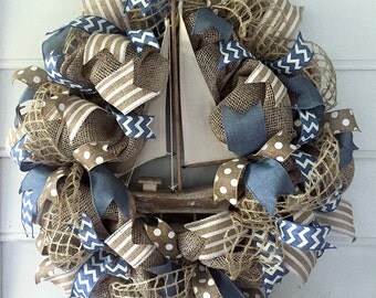 Sailboat Decor. Sailboat Deco Mesh. Wreath for Door or Porch. Sailboat Decor. Type SAILBOAT1 in coupon code box for 20% off Today Only!