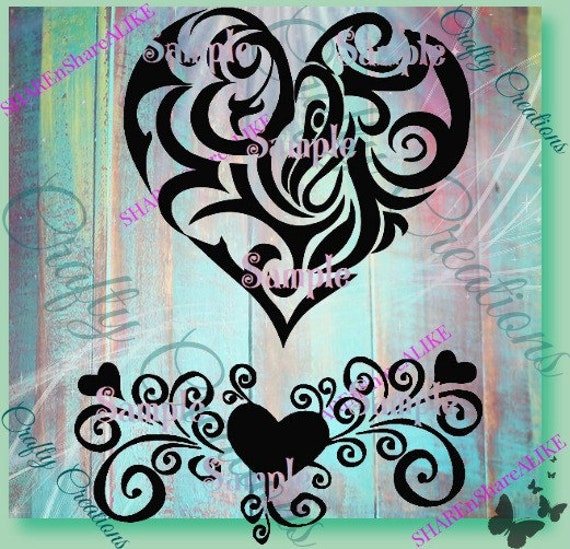 Download Heart SVG Love Border Flourish Pattern Cricut Vinyl Card Die