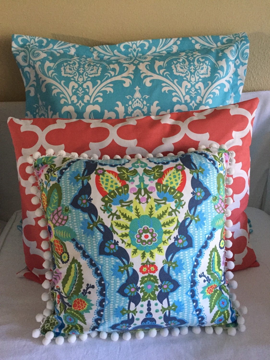 coral and aqua bedding