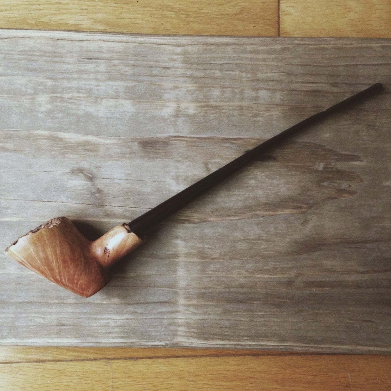 Handmade Briar Plateau Churchwarden Tobacco Pipe small