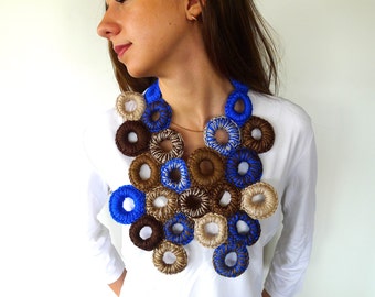 Items similar to silver necklace / crochet jewelry / knit necklace ...