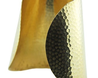 Hammered Domed Tapered Brass Cuff Bracelet 3" Wide (MSBR1045)