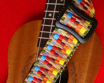 Hawaii Woven Ukulele Strap Adjustable Cotton Ukulele Shoulder Strap Colorful Ukulele Accessories fits for all Size Ukulele
