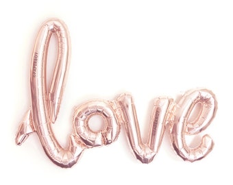 Rose Gold Love Balloon - 40" Script - ( Blush Pink Gold Mylar Foil Love Balloons ) - Wedding, Bridal Shower, Bachelorette Party Light Pink