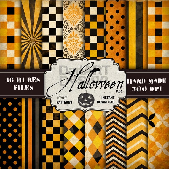 Vintage Halloween Patterns Digital Paper - V04