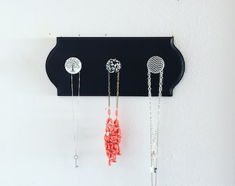 Jewelry holder, necklace holder, jewelry hanger, jewelry rack, jewelry organizer, wood plaque with knobs, jewelry display, coat rack