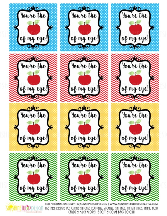 Printable Teacher Appreciation Gift Tags You're the Apple
