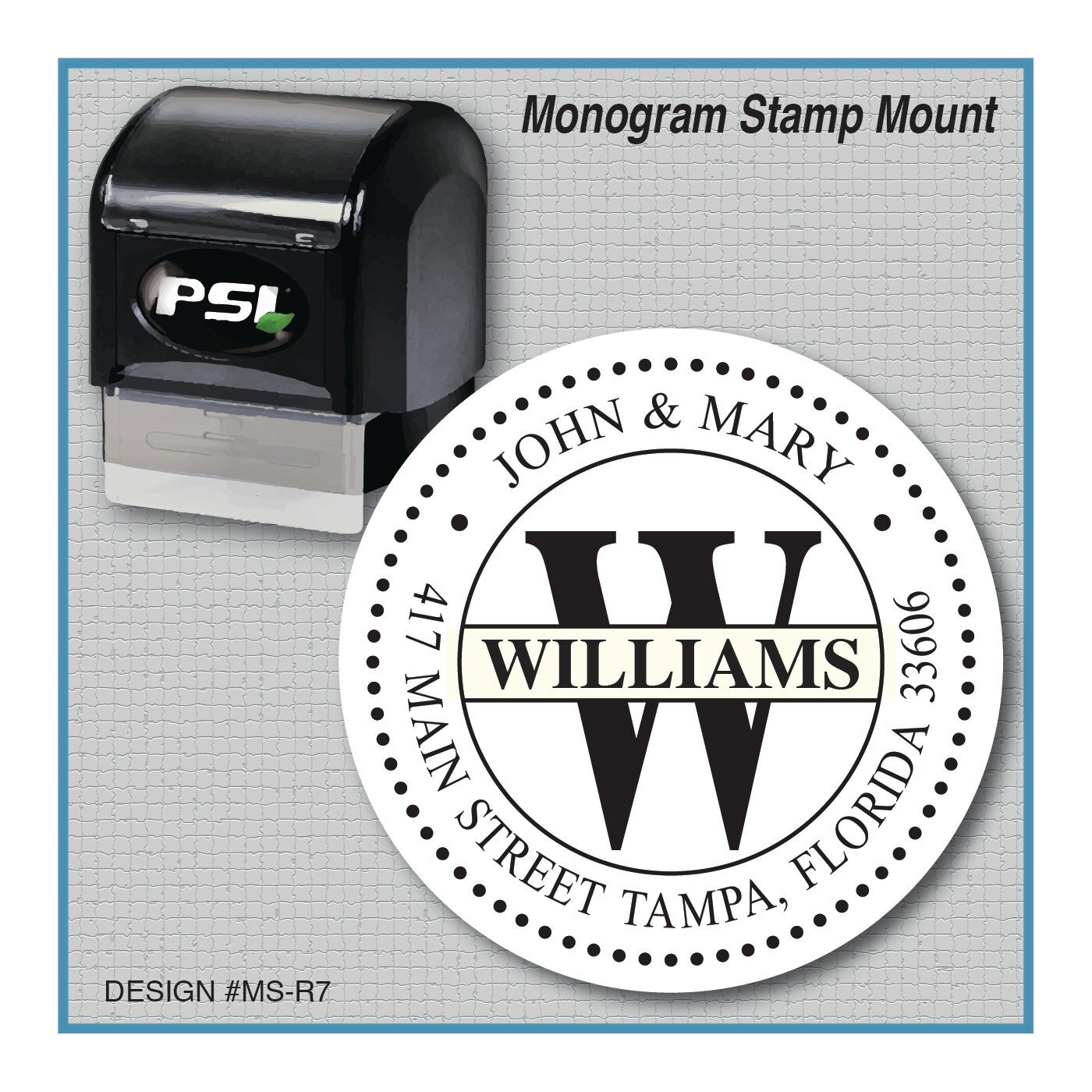 Classic Monogram Stamp Round Custom Stamp Personalized